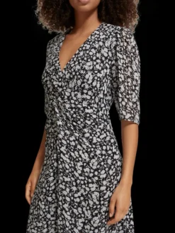 Draped Knot Detail Midi Dress