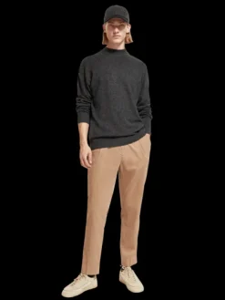 Dropped Shoulder Basic Mock Neck Pullover