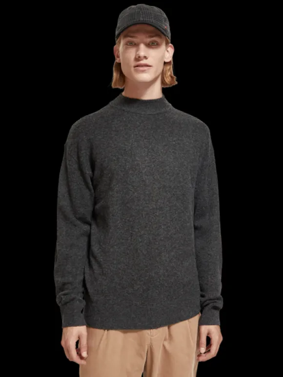 Dropped Shoulder Basic Mock Neck Pullover