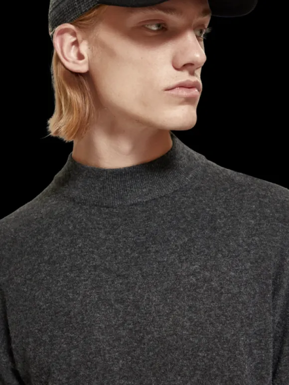 Dropped Shoulder Basic Mock Neck Pullover