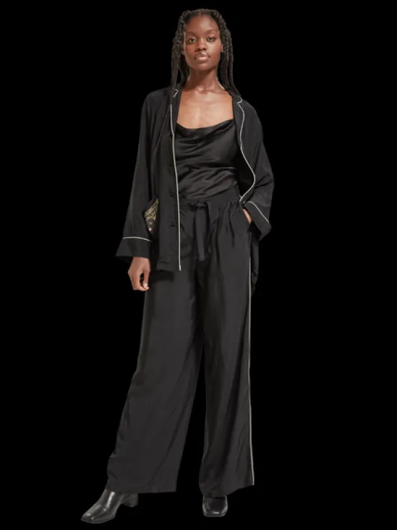 Eleni High Rise Wide Leg Embroidered Pant