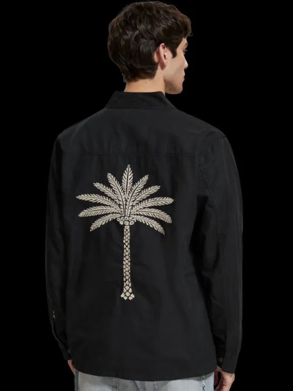 Embroidered Cotton/Linen Canvas Kimono Jacket