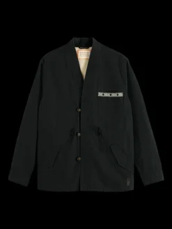 Embroidered Cotton/Linen Canvas Kimono Jacket
