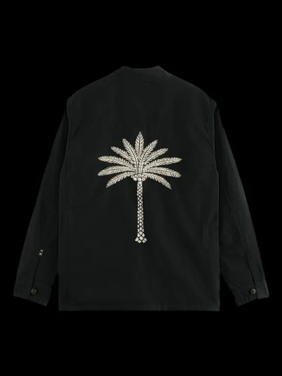 Embroidered Cotton/Linen Canvas Kimono Jacket
