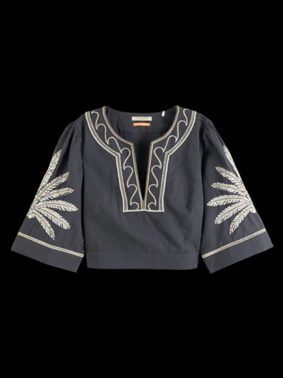 Embroidered Crop Top