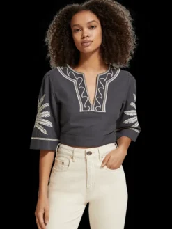 Embroidered Crop Top