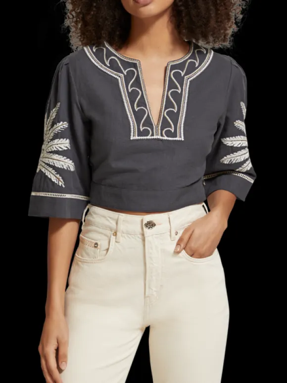 Embroidered Crop Top