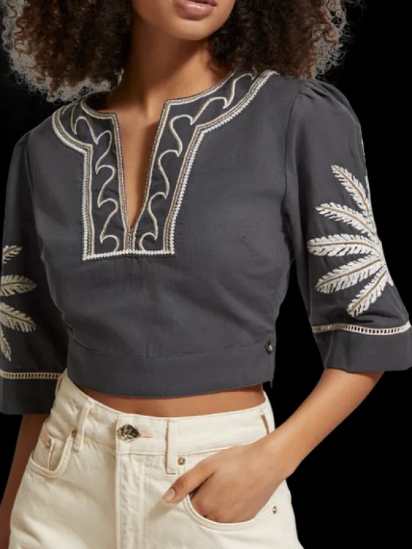 Embroidered Crop Top