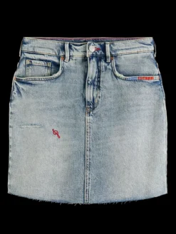 Embroidered Denim Mini Skirt