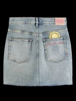 Embroidered Denim Mini Skirt