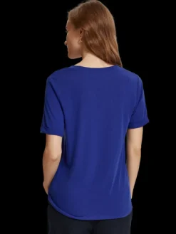 Embroidered Detail V Neck T-Shirt