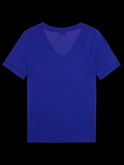 Embroidered Detail V Neck T-Shirt