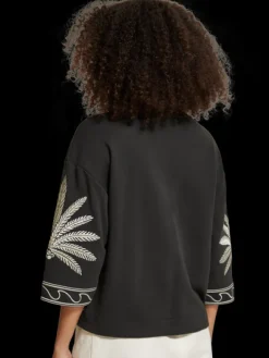 Embroidered Short Sleeve Sweatshirt