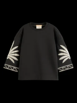 Embroidered Short Sleeve Sweatshirt