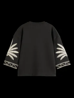 Embroidered Short Sleeve Sweatshirt