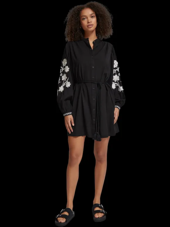 Embroidered Sleeve Mini Dress