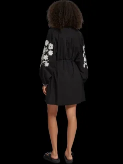 Embroidered Sleeve Mini Dress