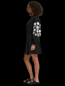 Embroidered Sleeve Mini Dress