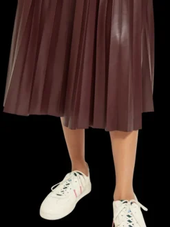 Faux Leather Pleated High Rise Midi Skirt