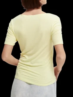 Fitted Ribbed Scoop-Neck T-Shirt