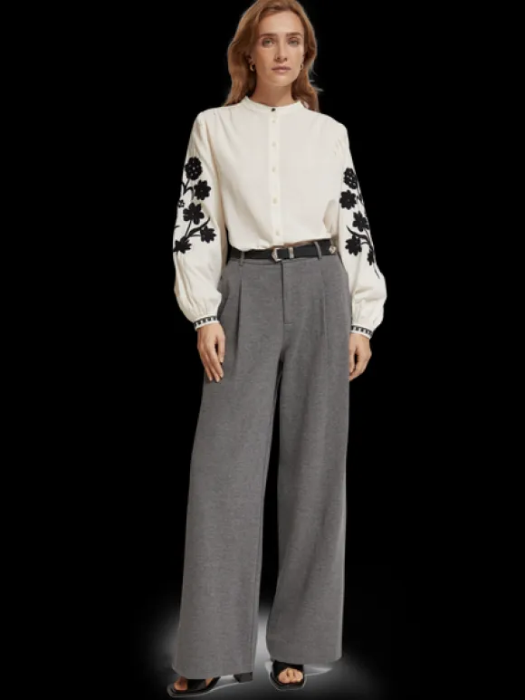 Floral Embroidered Sleeve Top