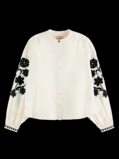 Floral Embroidered Sleeve Top