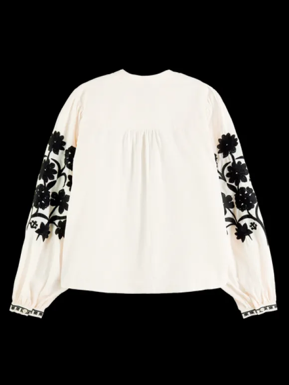 Floral Embroidered Sleeve Top