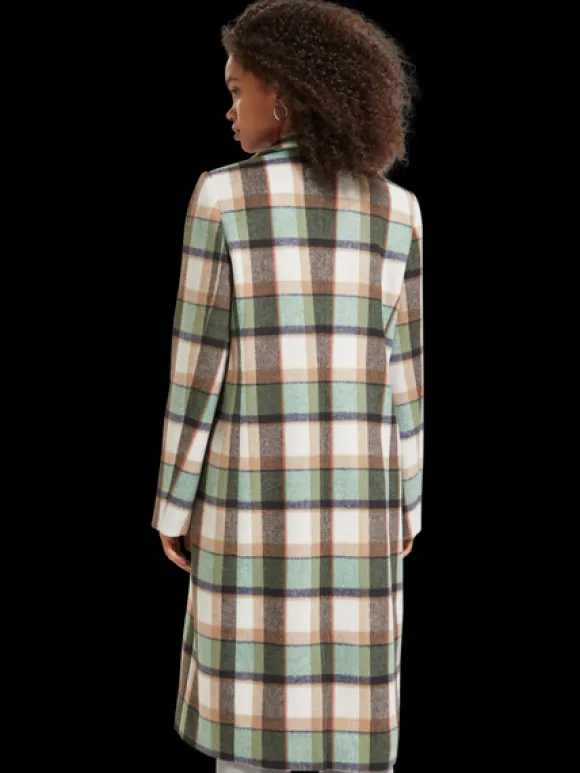 Green Check Single Breasted Coat