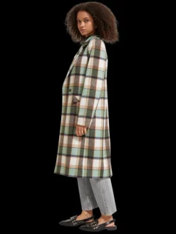 Green Check Single Breasted Coat