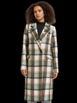 Green Check Single Breasted Coat
