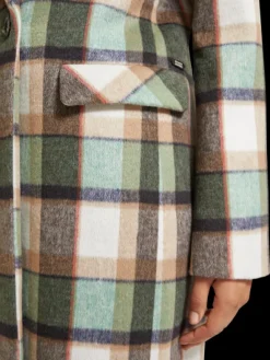 Green Check Single Breasted Coat