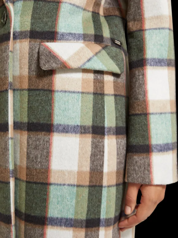 Green Check Single Breasted Coat