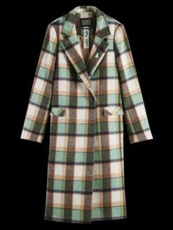 Green Check Single Breasted Coat
