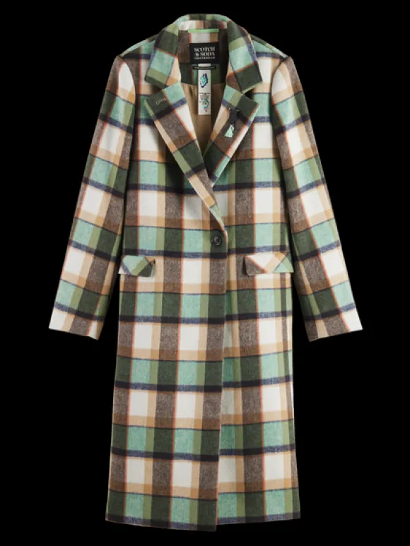 Green Check Single Breasted Coat