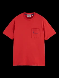 Guitar Embroidered Pocket T-Shirt