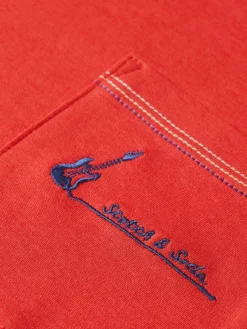 Guitar Embroidered Pocket T-Shirt