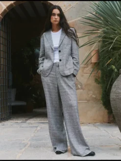 Hana High Rise Wide Leg Prince Of Wales Pant