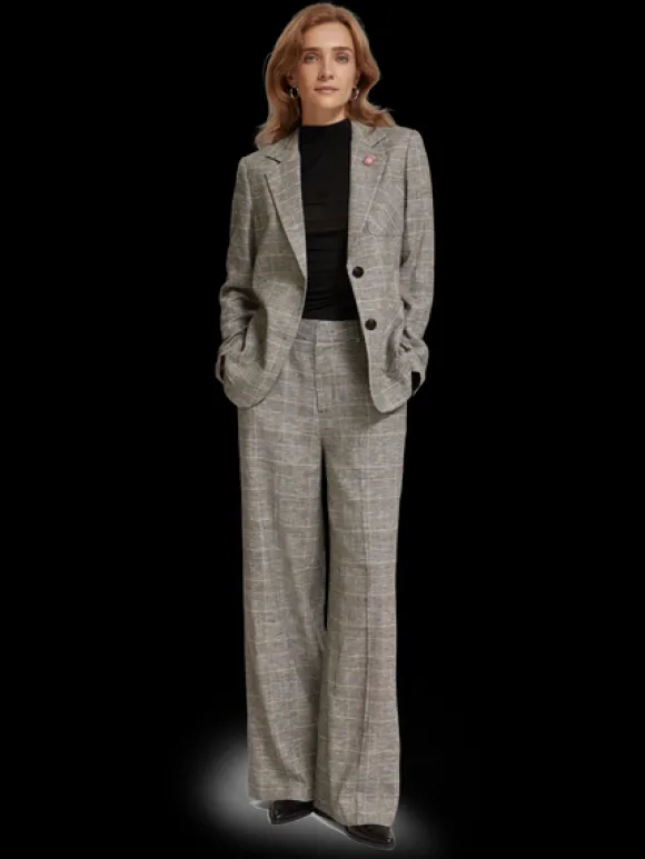 Hana High Rise Wide Leg Prince Of Wales Pant