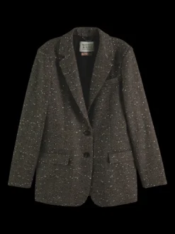 Herringbone Sequin Single-Breasted Blazer