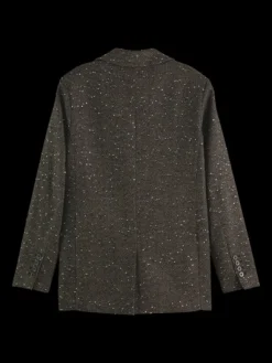 Herringbone Sequin Single-Breasted Blazer