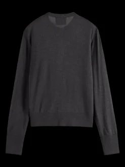 Jacquard Trim Crew Neck Cardigan