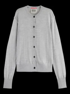 Jacquard Trim Crew Neck Cardigan