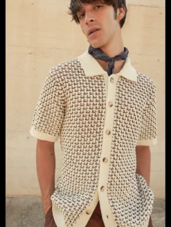 Knit Button Down Polo Shirt
