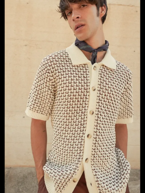 Knit Button Down Polo Shirt