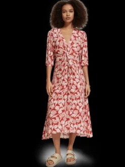 Knot Detail Midi Wrap Dress