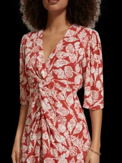 Knot Detail Midi Wrap Dress