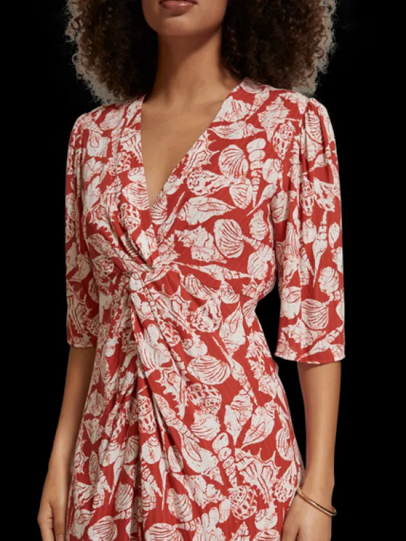 Knot Detail Midi Wrap Dress