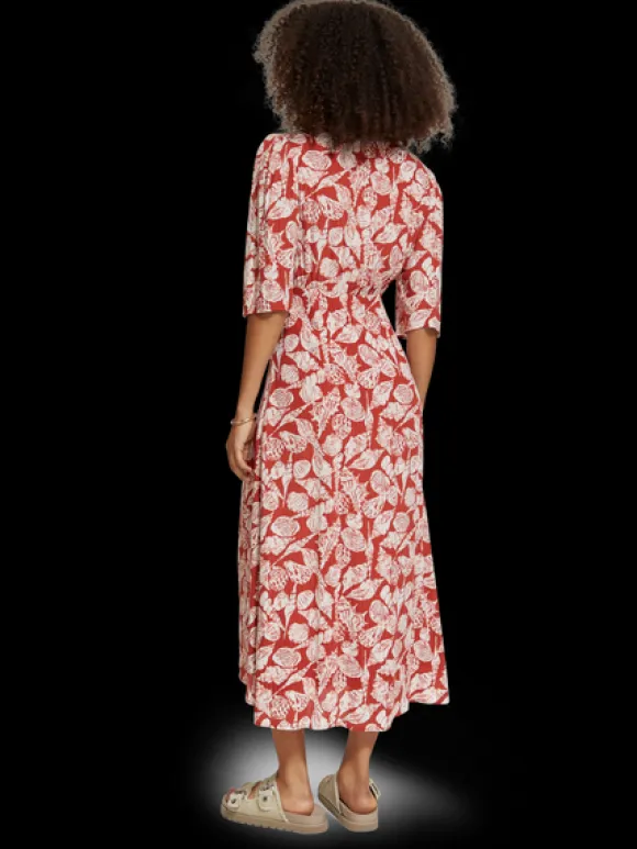 Knot Detail Midi Wrap Dress