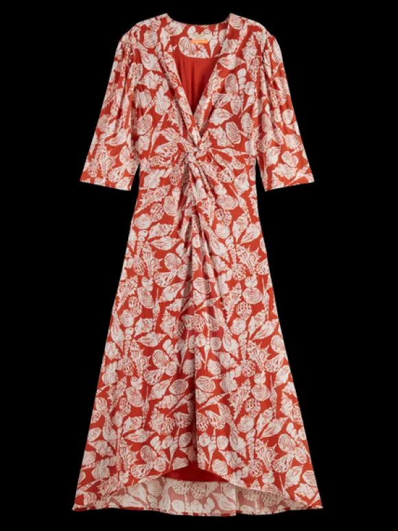 Knot Detail Midi Wrap Dress