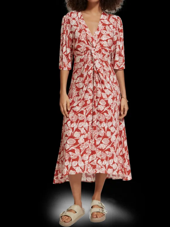 Knot Detail Midi Wrap Dress